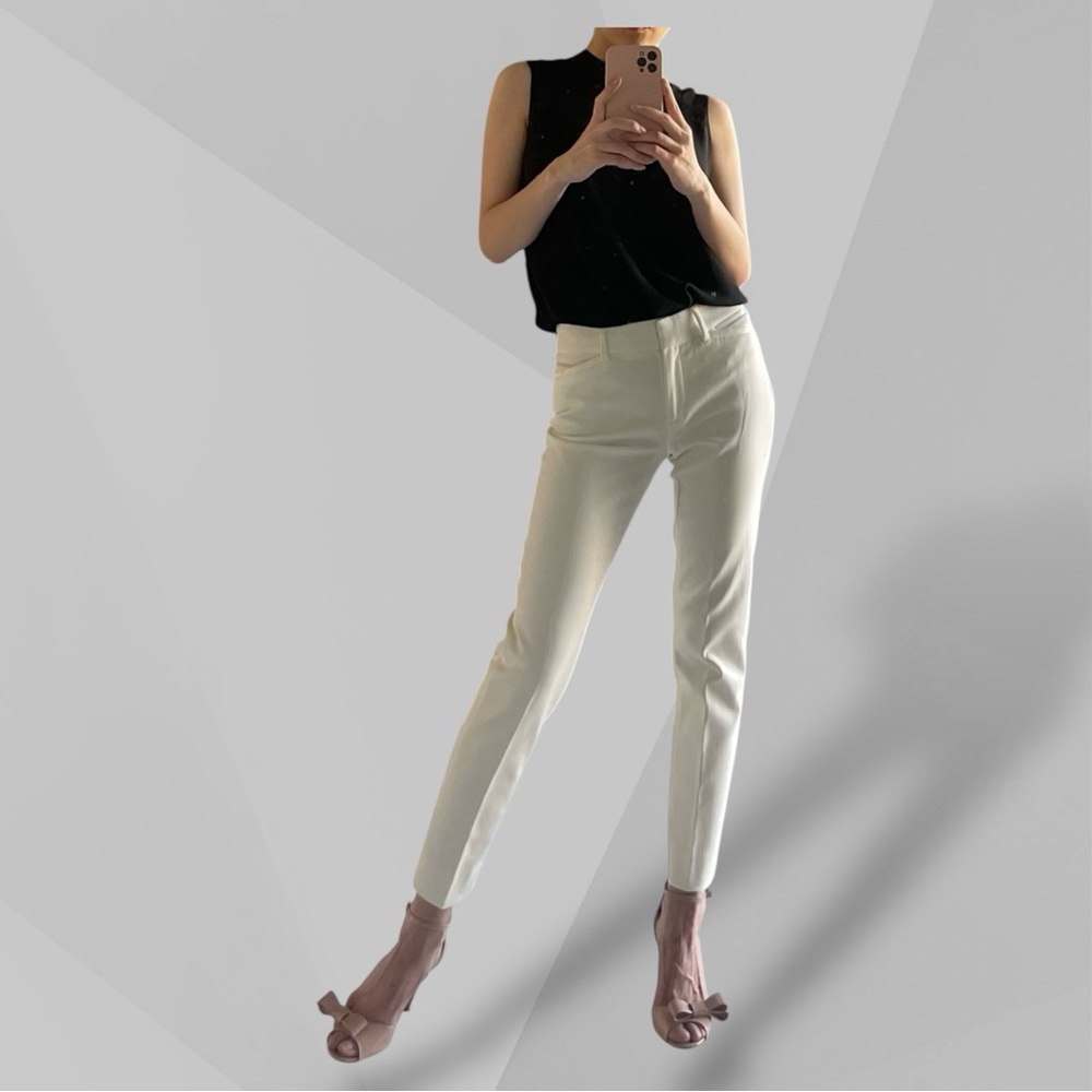 White House Black Market White Ankle Pants Slim Fit Petite 00 Straight Leg